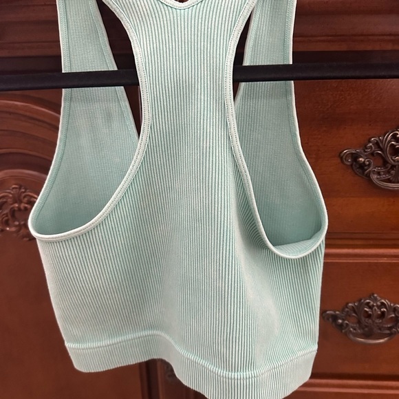 Mint Green Ribbed Women's Top - Picture 5 of 6